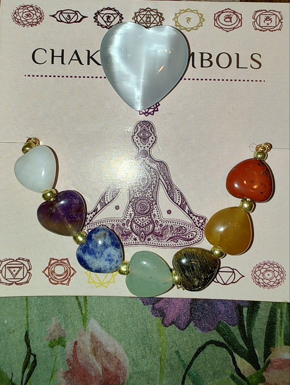 7 Chakra Hearts Gemstone Adjustable Bracelet - Picture 8 of 11